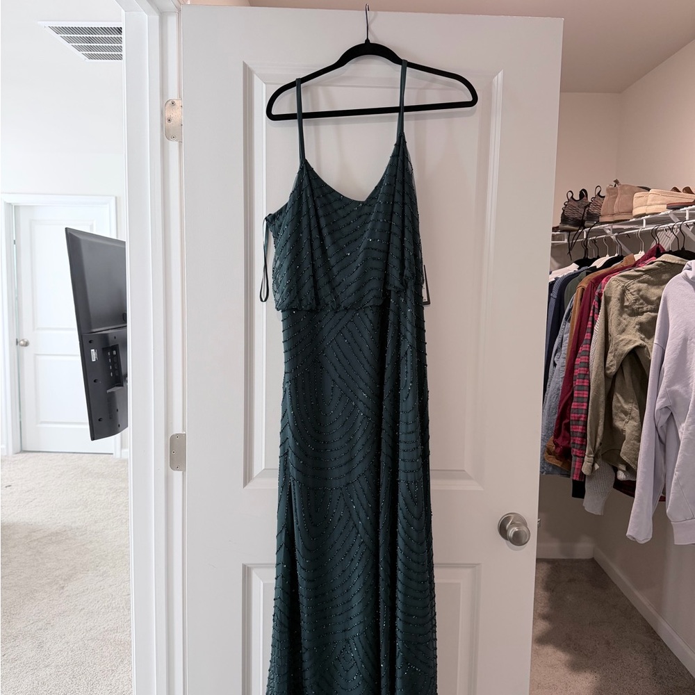Adrianna Papell Dark Teal Maxi Dress